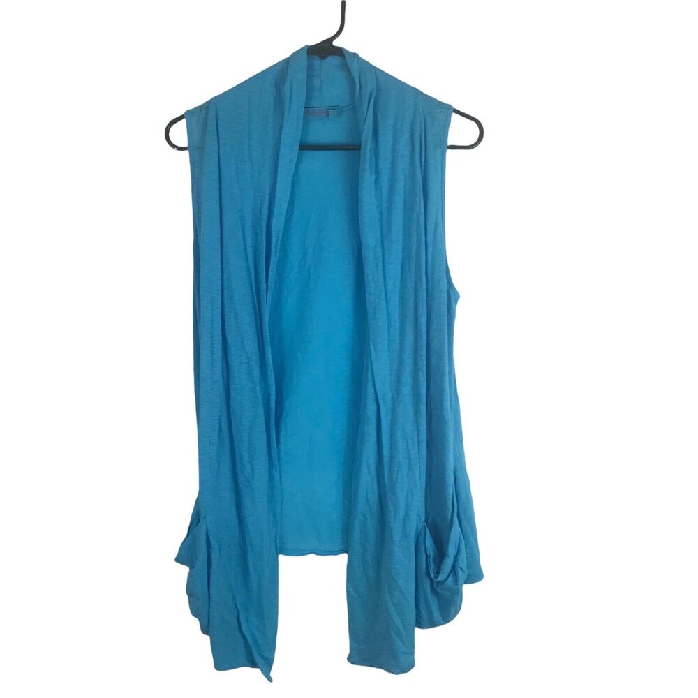 Fresh Produce Cardigan Knit Open Vest Womens‎ XS/S Turquoise Blue Pockets Hi Lo
